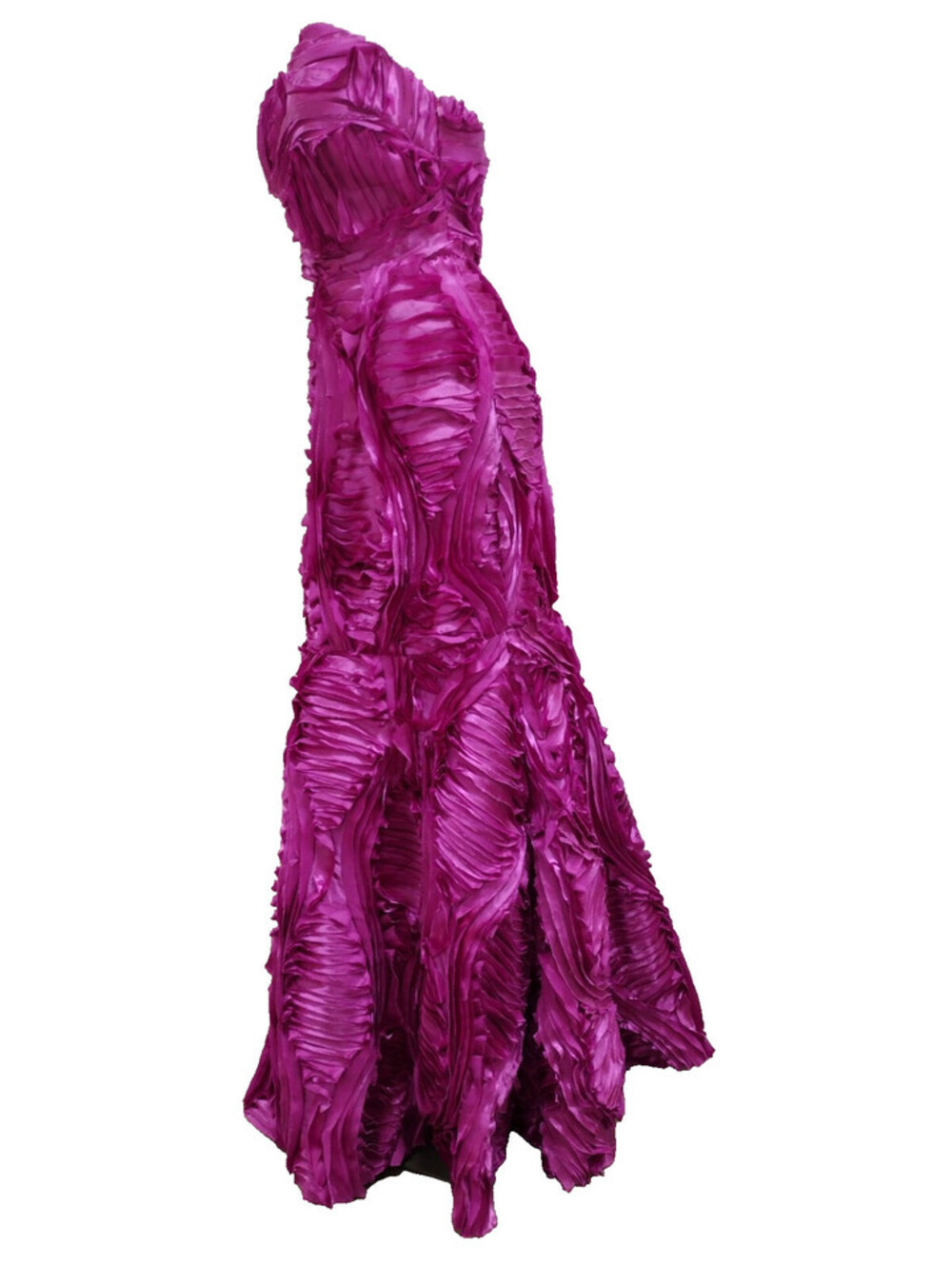 Red Carpet Slick Satin Pink Fuchsia Ball Gown Mermaid Strapless Dress Waist 26 S